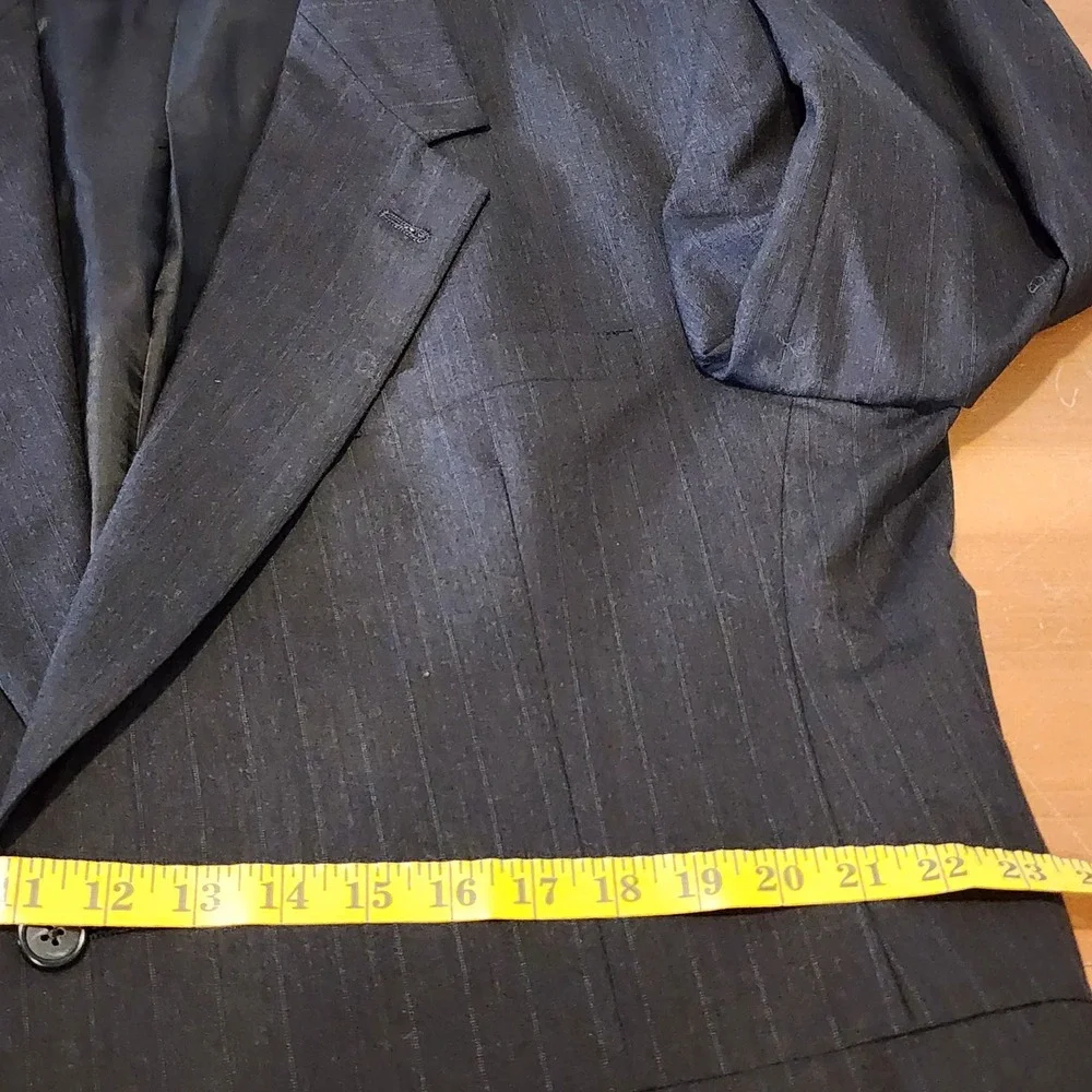 Hart Schaffner Marx 2pc Business Suit Pinstripe 44R Gray Wool Professional VTG